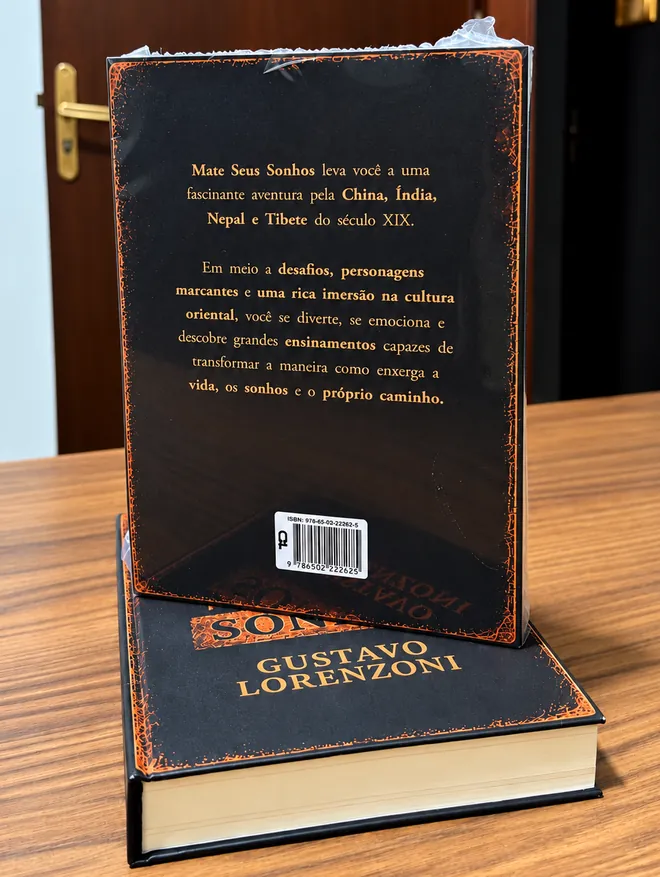 Contracapa do livro físico com sinopse e ISBN